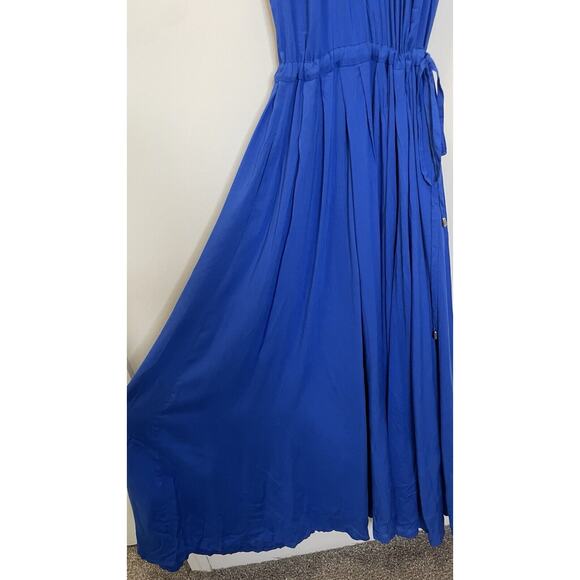 NWT BGL Blue Sleeveless Maxi Dress Adjustable Waist Designer Beach US 4 EUR 34 - Picture 7 of 13